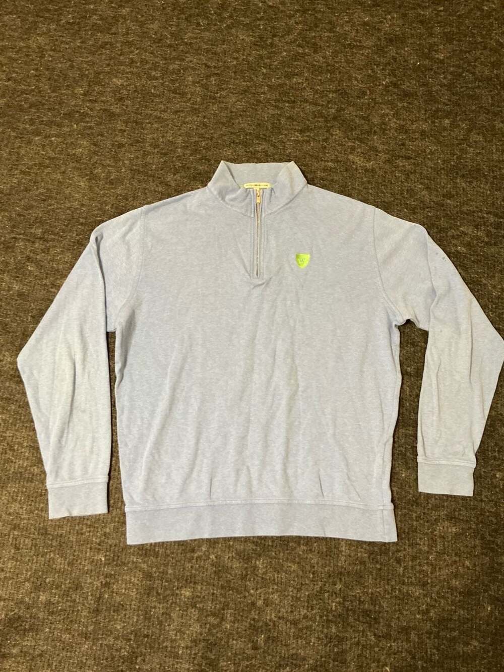 Peter Millar Quarter-Zip Long Sleeves Pullover Mens Size Large Color Blue